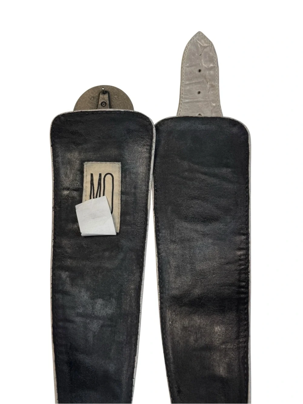 Vintage MO by Maria Roca Wide Waist Cummerbund Belt Croc Embossed Gray Leather L